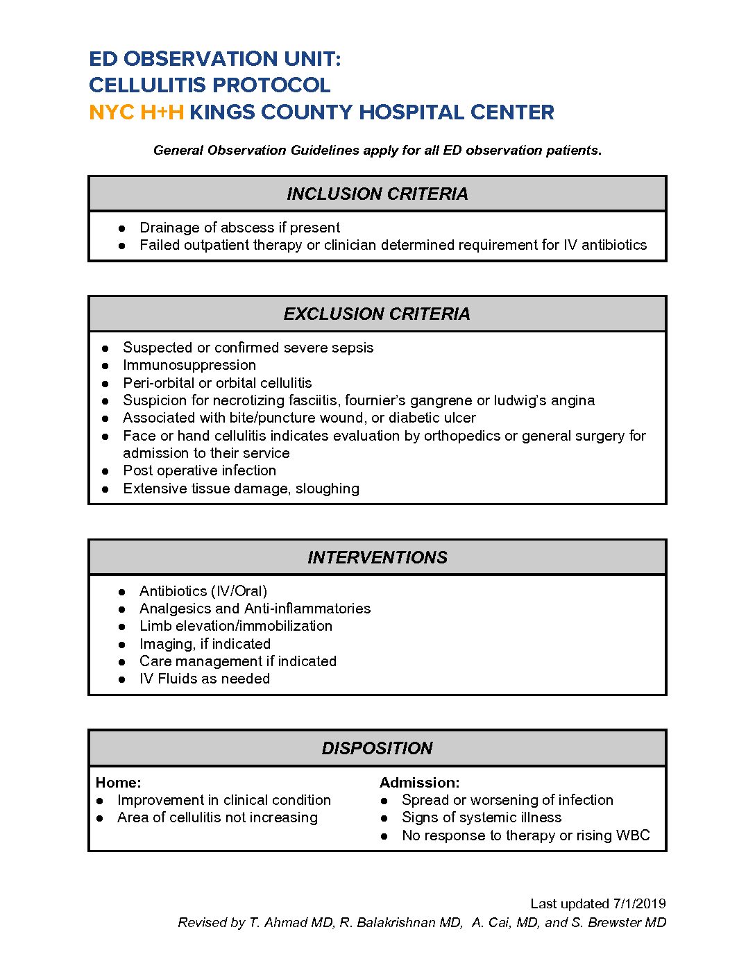 Cellulitis Protocol Kings County Hospital Suny Downstate 1482