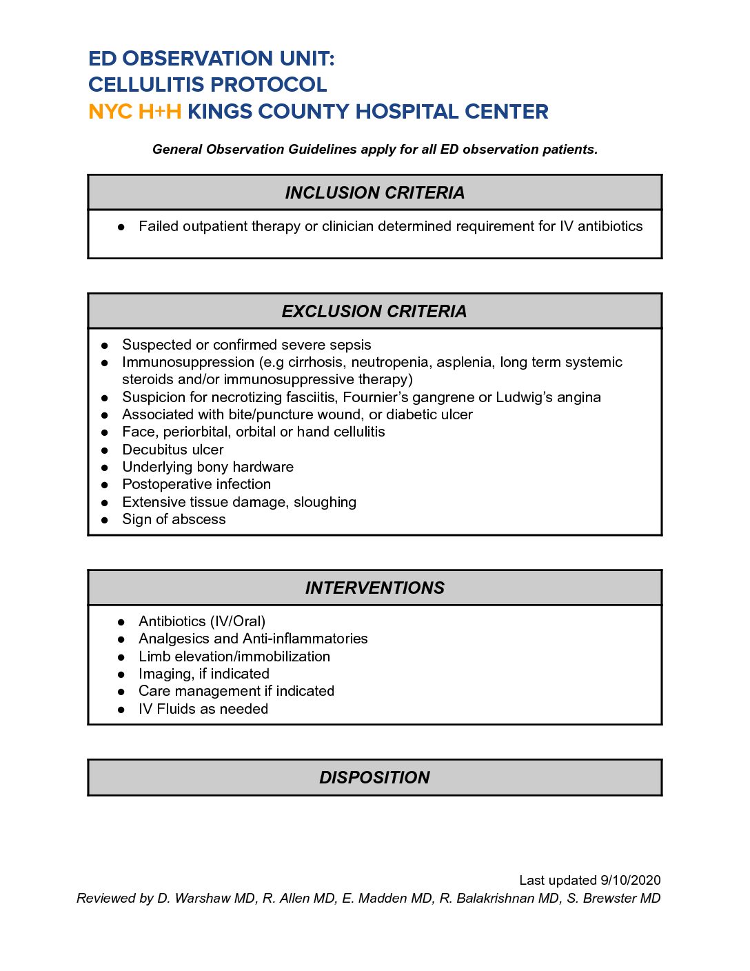 Cellulitis Protocol 09.2020 - Kings County Hospital | SUNY Downstate