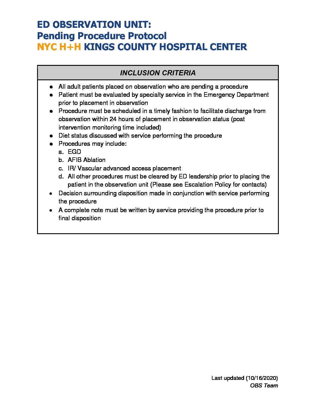 Pending Procedure Protocol 10162020 Kings County Hospital Suny Downstate 8697